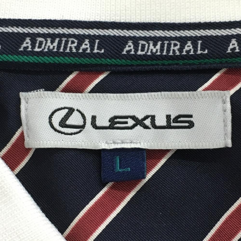 【美品】アドミラル×LEXUS 半袖ポロシャツ 白×黒 ロゴ刺しゅう メンズ 5 ゴルフウェア Admiralの画像4