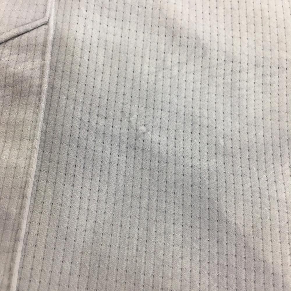 オークリー 半袖ポロシャツ ライトグレー×白 織生地 総柄 ロゴ刺しゅう メンズ XXL ゴルフウェア Oakleyの画像6