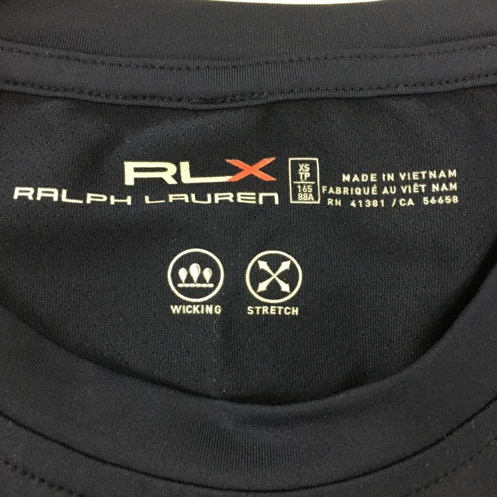 【美品】RLXラルフローレン インナーシャツ ネイビー×シルバー ロゴプリント メンズ XS ゴルフウェア Ralph Laurenの画像3