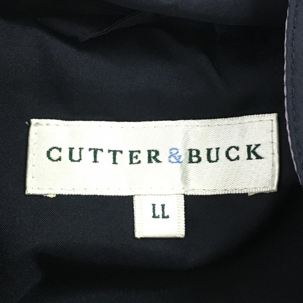 カッターアンドバック 半袖ブルゾン ネイビー×パープル ロゴ刺しゅう ハーフジップ メンズ LL ゴルフウェア CUTTER＆BUCK_画像3