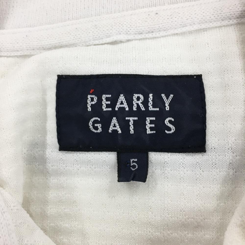 パーリーゲイツ 半袖ポロシャツ 白×ブルー ヤシの木 織生地 メンズ 5(L) ゴルフウェア PEARLY GATESの画像4