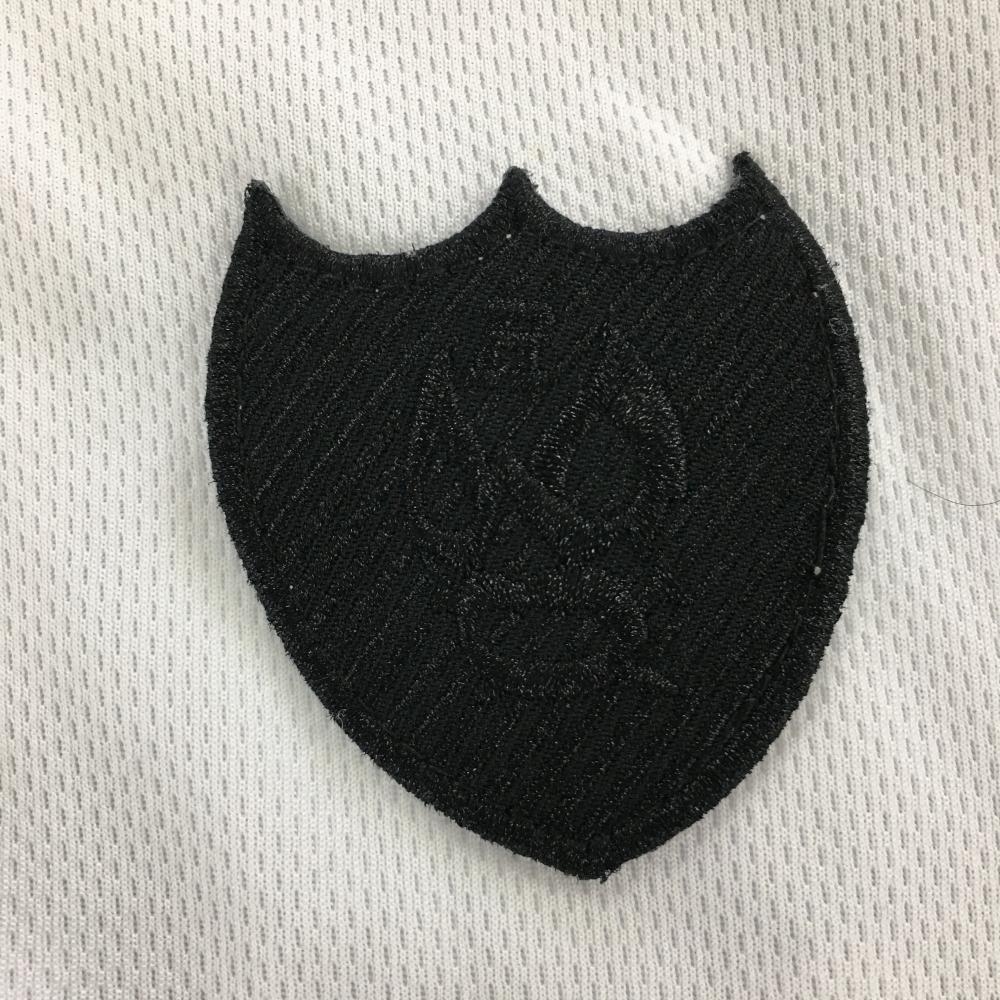 ラッセルノ 半袖ポロシャツ 白×黒 ルチャマスク 襟裏ロゴ 星ワッペン メンズ 5(L) ゴルフウェア RUSSELUNO_画像3