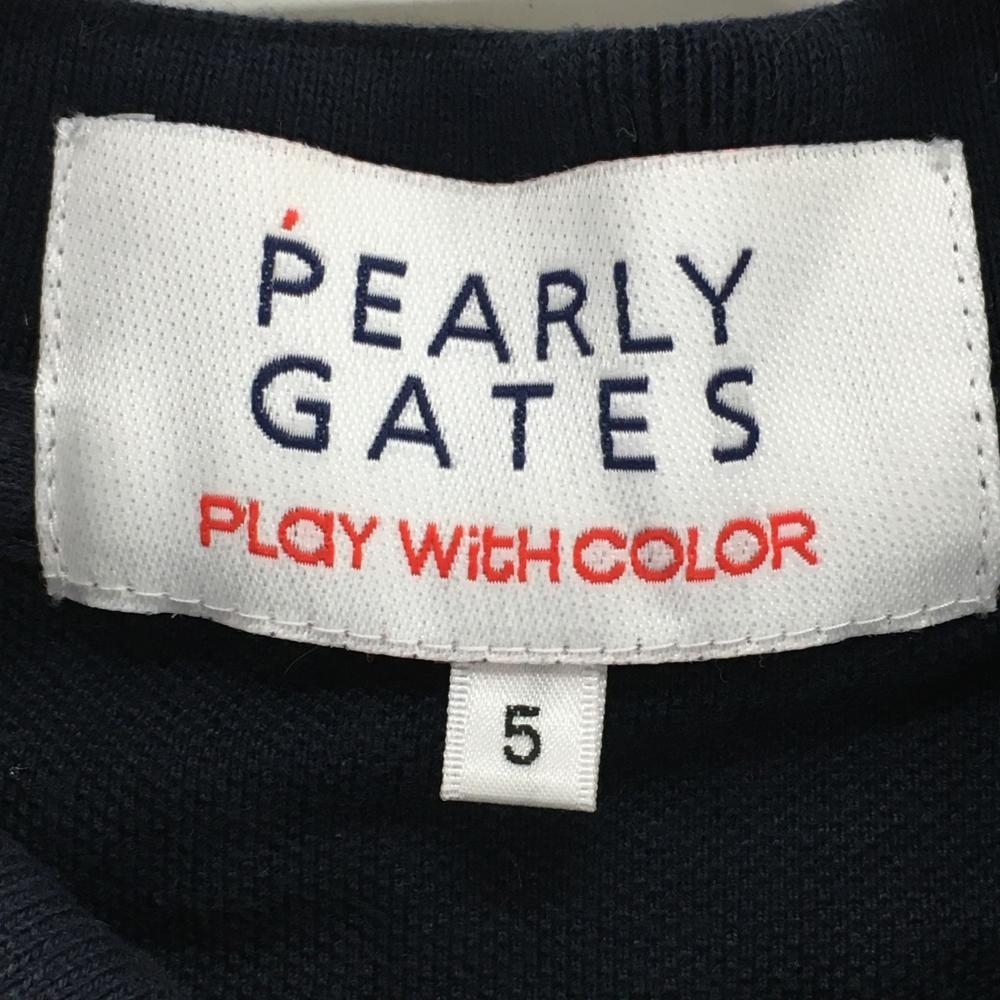 パーリーゲイツ 半袖ポロシャツ ダークネイビー×白 襟裏ロゴ PLAY WITH COLOR メンズ 5(L) ゴルフウェア PEARLY GATES_画像5