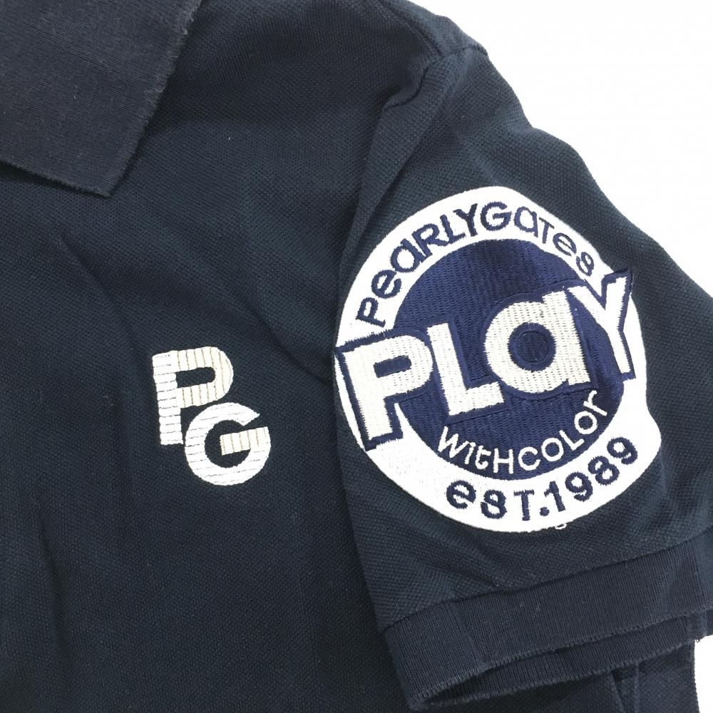 パーリーゲイツ 半袖ポロシャツ ダークネイビー×白 襟裏ロゴ PLAY WITH COLOR メンズ 5(L) ゴルフウェア PEARLY GATES_画像3