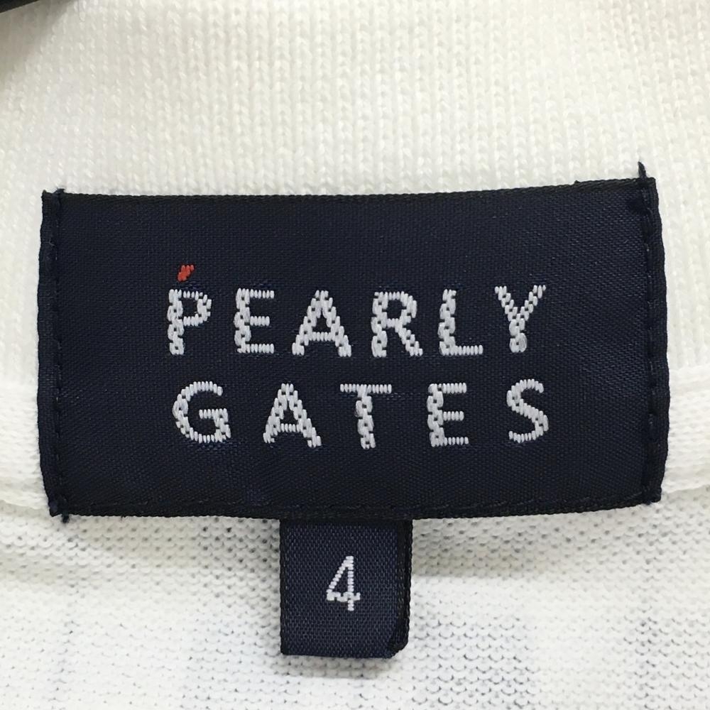 【美品】パーリーゲイツ 半袖ポロシャツ 白×黒 チェック ビッグロゴ メンズ 4(M) ゴルフウェア PEARLY GATESの画像4