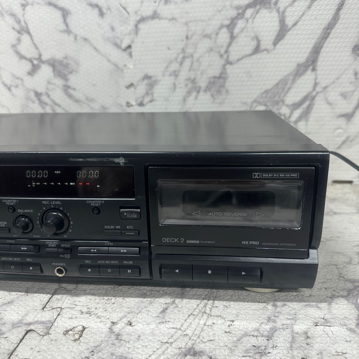 MYM4-156 激安 Technics STEREO CASSETTE DECK RS-TR575 カセットデッキ 通電OK 中古現状品 ※3回再出品で処分の画像3