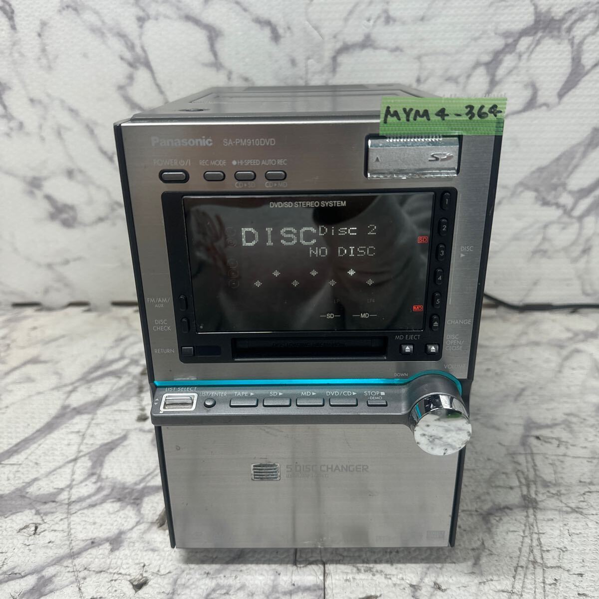 MYM4-364 激安 Panasonic DVD/SD STEREO SYSTEM SA-PM910DVD ミニコンポ 通電OK 中古現状品 ※3回再出品で処分の画像1