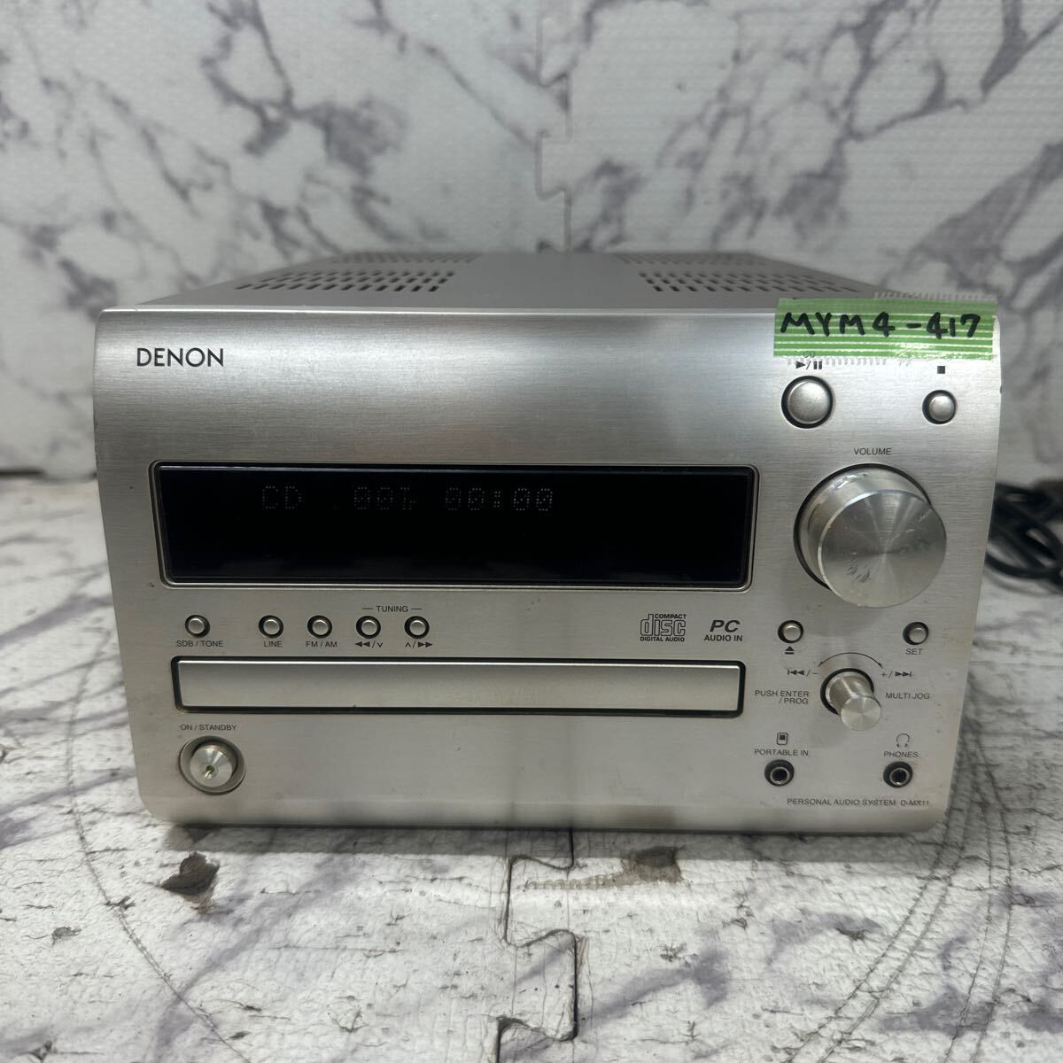 MYM4-417 激安 DENON PERSONAL AUDIO SYSTEM D-MX11 CDデッキ 通電OK 中古現状品 ※3回再出品で処分_画像1