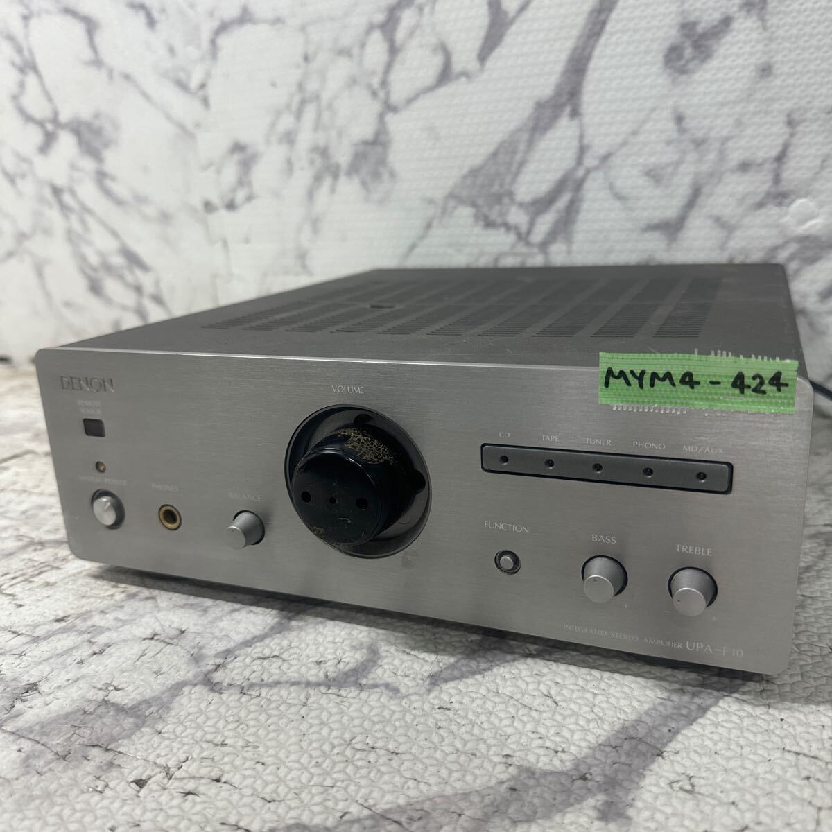 MYM4-424 激安 DENON INTEGRATED STEREO AMPLIFIER UPA-F10 ステレオアンプ 通電OK 中古現状品 ※3回再出品で処分の画像1