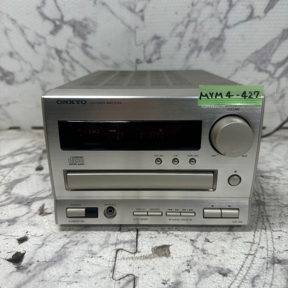 MYM4-427 激安 ONKYO CD TUNER AMPLIFIER CR-185 CDチューナーアンプ 通電OK 中古現状品 ※3回再出品で処分の画像1