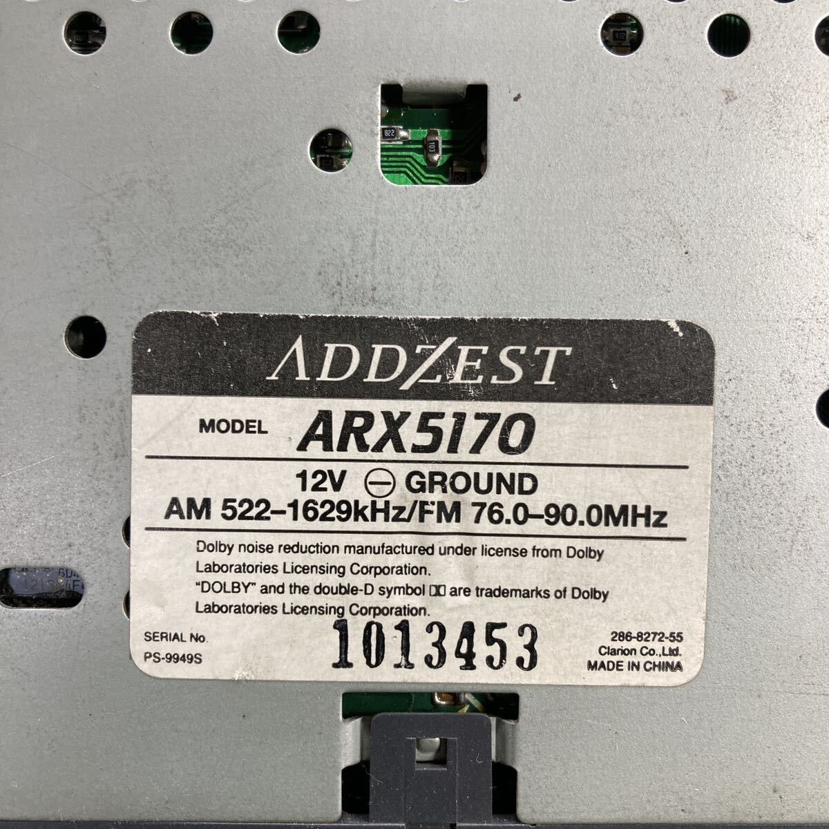 AV4-221 激安 カーステレオ ADDZEST clarion ARX5170 1013453 カセット テープデッキ 通電未確認 ジャンクの画像2