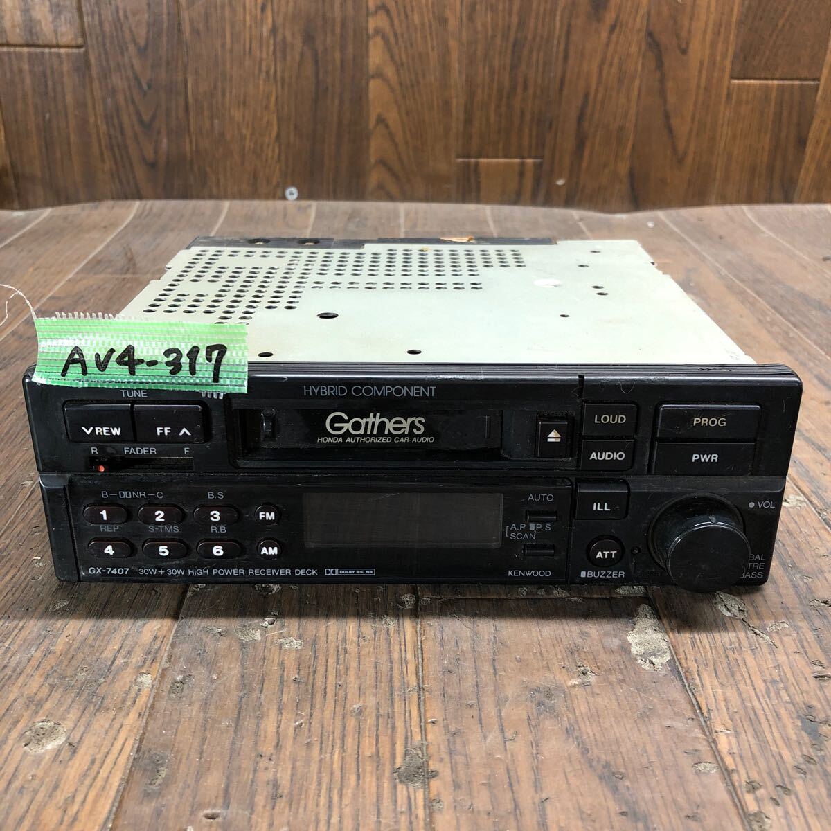 AV4-317 激安 カーステレオ テープデッキ HONDA Gathers 08A01-400-211 GX-7407 10600091 カセット FM/AM 通電未確認 ジャンクの画像1