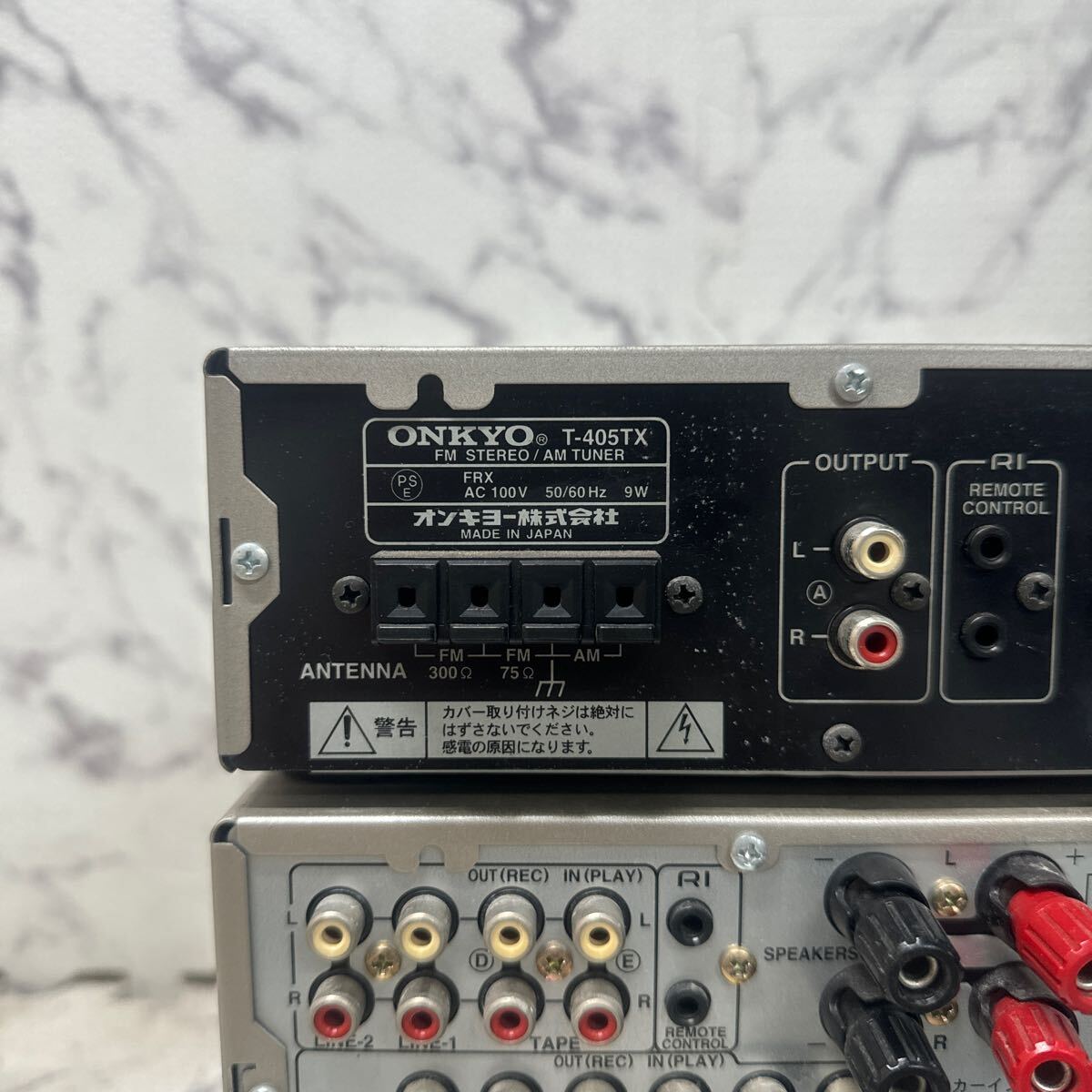 MYM4-527 激安 ONKYO FM STEREO/AM TUNER T-405TX/STEREO AMPLIFIER A-907X/CD CHANGER C-707CHX 通電OK 中古現状品 ※3回再出品で処分の画像6