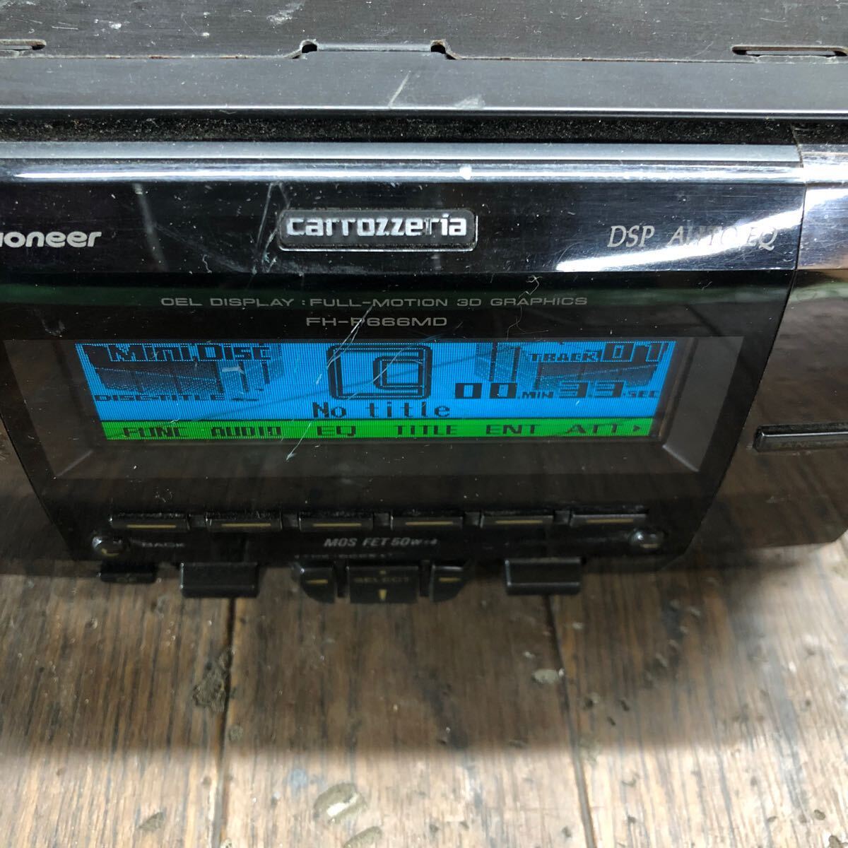 AV4-390 激安 カーステレオ Carrozzeria Pioneer FH-P666MD AFMH012339JP CD MD FM/AM プレーヤー 本体のみ 簡易動作確認済み 中古現状品の画像3