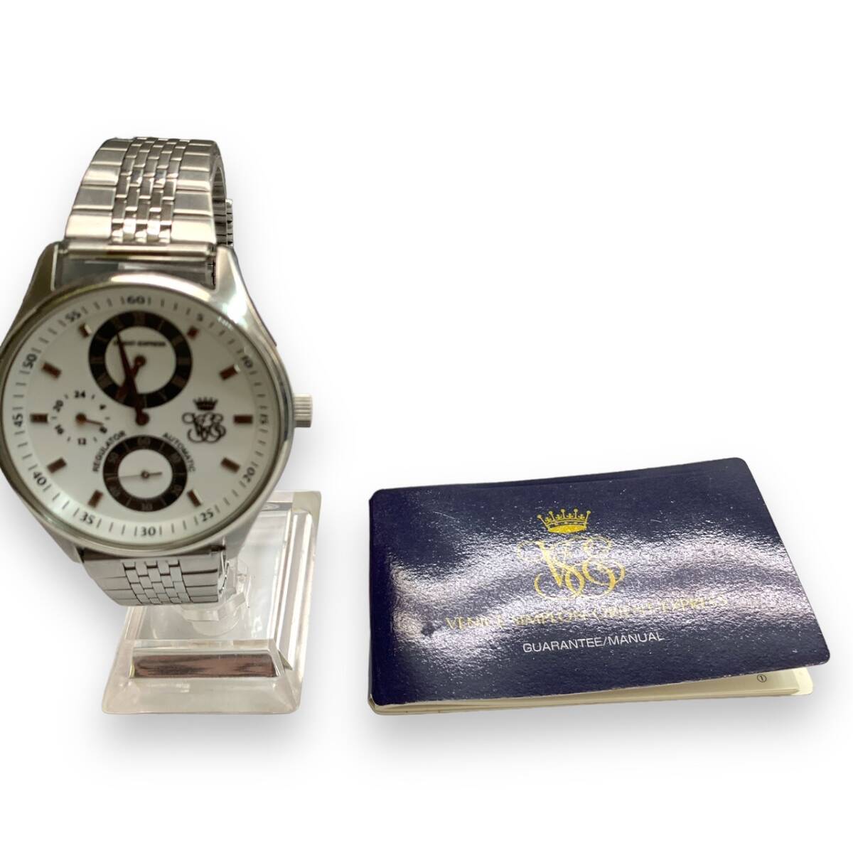 ■稼働品・良品　オリエント　ORIENT EXPRESS OM-8004　自動巻き/AT　裏スケルトン スモセコ　白文字盤　メンズ　腕時計_画像1