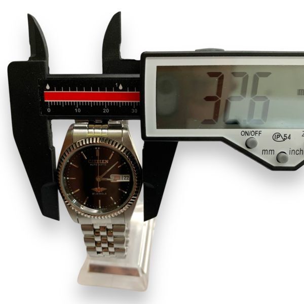 ■稼働品・良品 CITIZEN シチズン 21石 4-R05032 自動巻き/AT イーグルセブン 黒文字盤 純正ベルト デイデイト メンズ腕時計の画像9