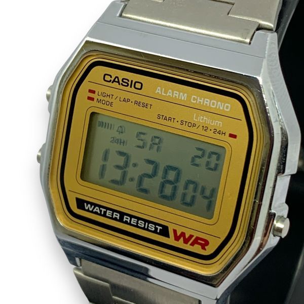 ■稼働品・美品・良品 CASIO カシオ ALARM CHRONO A158WE アラームクロノ デジタル チプカシ 箱/取扱説明書/時計スタンド付の画像3