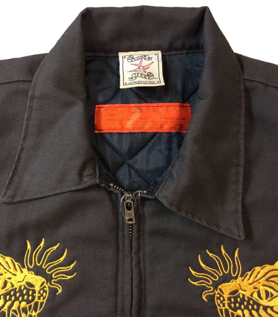 SAILOR JERRY セーラージェリー RED KAP レッドキャップ 中綿 ワークジャケット スウィングトップ ブルゾン ブラウン 刺繍 トラ メンズ Mの画像3