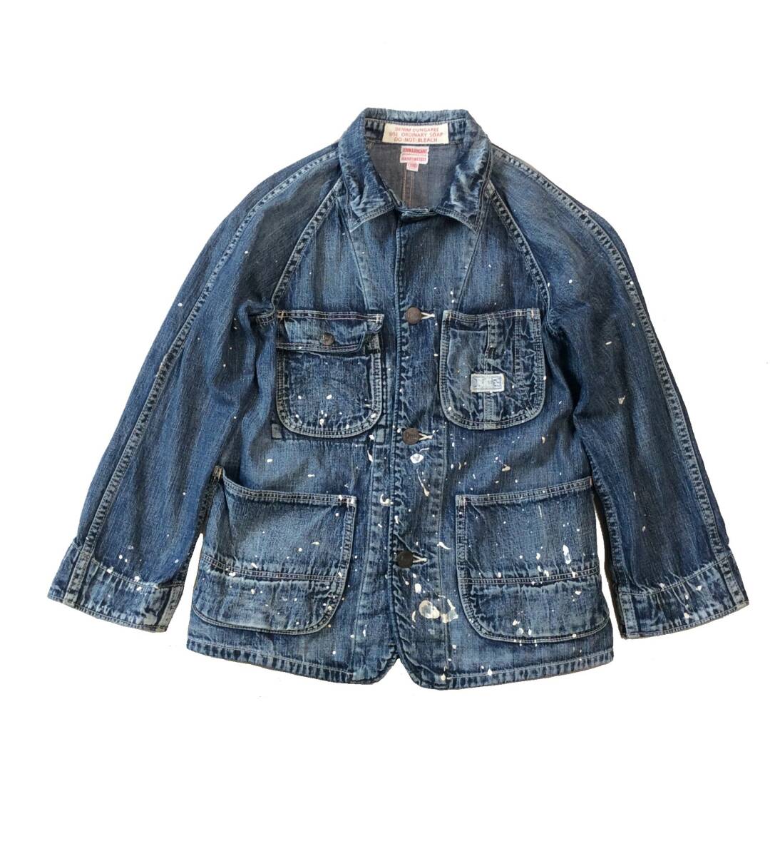 DENIM＆DUNGAREE デニムダンガリー デニムジャケット カバーオール ヴィンテージ加工 ペンキ インディゴ キッズ 130の画像1