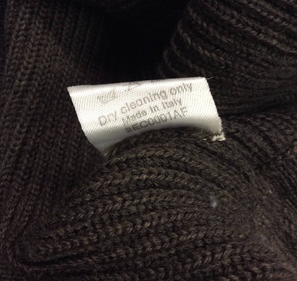 GIORGIO ARMANIjoru geo Armani воротник имеется вязаный свитер ITALY производства шерсть темно-коричневый / "теплый" белый серия мужской 48 (ma)