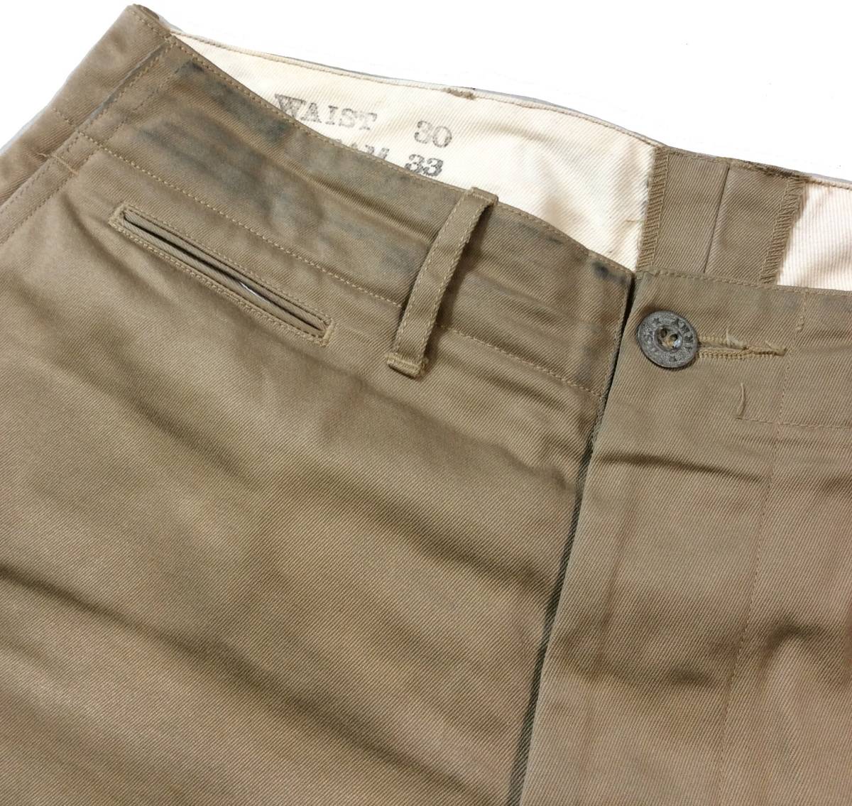 Buzz Rickson's バズリクソンズ M43035 EARLY MILITARY CHINOS 1945 MODEL チノパン パンツ U.S. ARMY ベージュ 30 東洋エンタープライズ_画像2