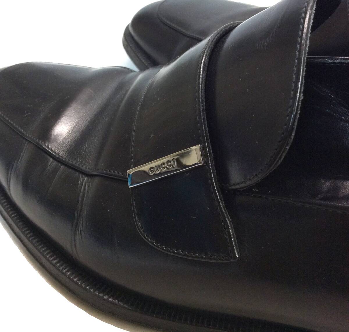 GUCCI Gucci ITALY производства Loafer бизнес обувь кожа обувь кожа обувь черный чёрный мужской 41.5E (ma)