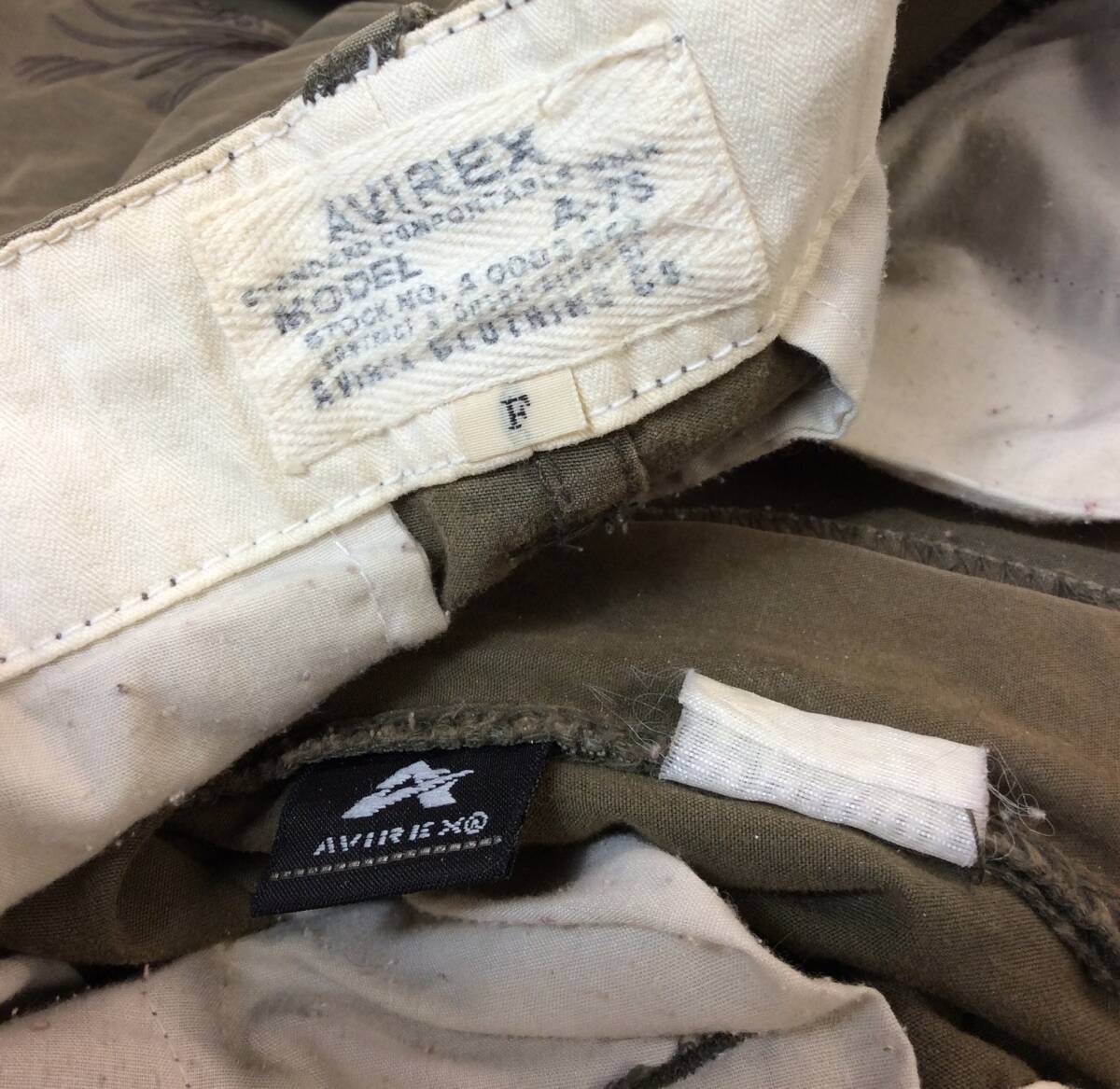 AVIREX Avirex hem embroidery cargo pants work pants olive green free size lady's 