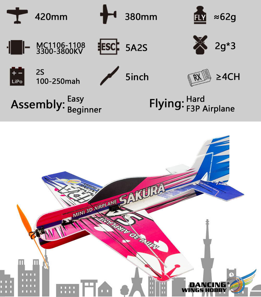 ラジコン 飛行機 PPマイクロ3D 屋内飛行機 SAKURA RC E210 組み立てキット E2114