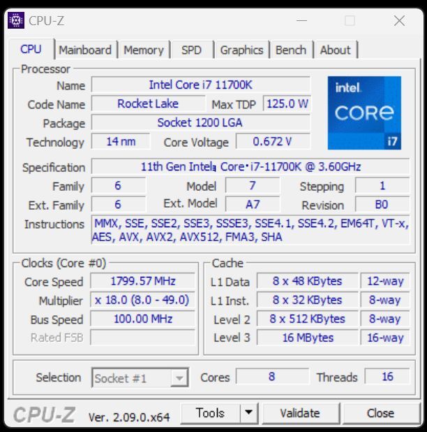 インテル intel Core i7-11700K LGA1200 3.6GHZ CPU 送料無料 動作確認済み、ベンチ済みの画像4
