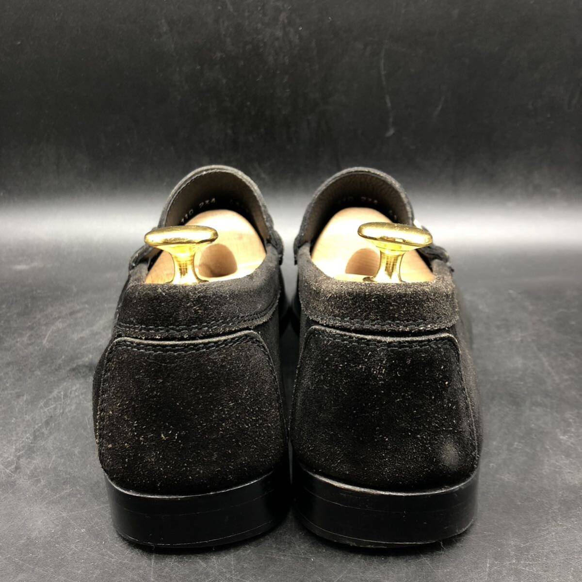 M2605 GUCCI Gucci шланг bit Loafer Gold металлические принадлежности мужской 41.5 E 26.5cm соответствует черный чёрный туфли без застежки Loafer замша кожа 