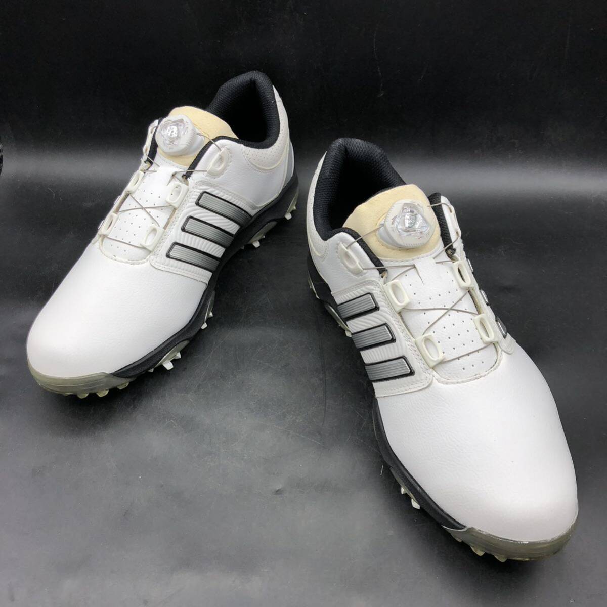M2608 良品 adidas Golf アディダス ゴルフ tour360 X ゴルフシューズ スパイク メンズ US9.5/27.0cm ホワイト 靴_画像4