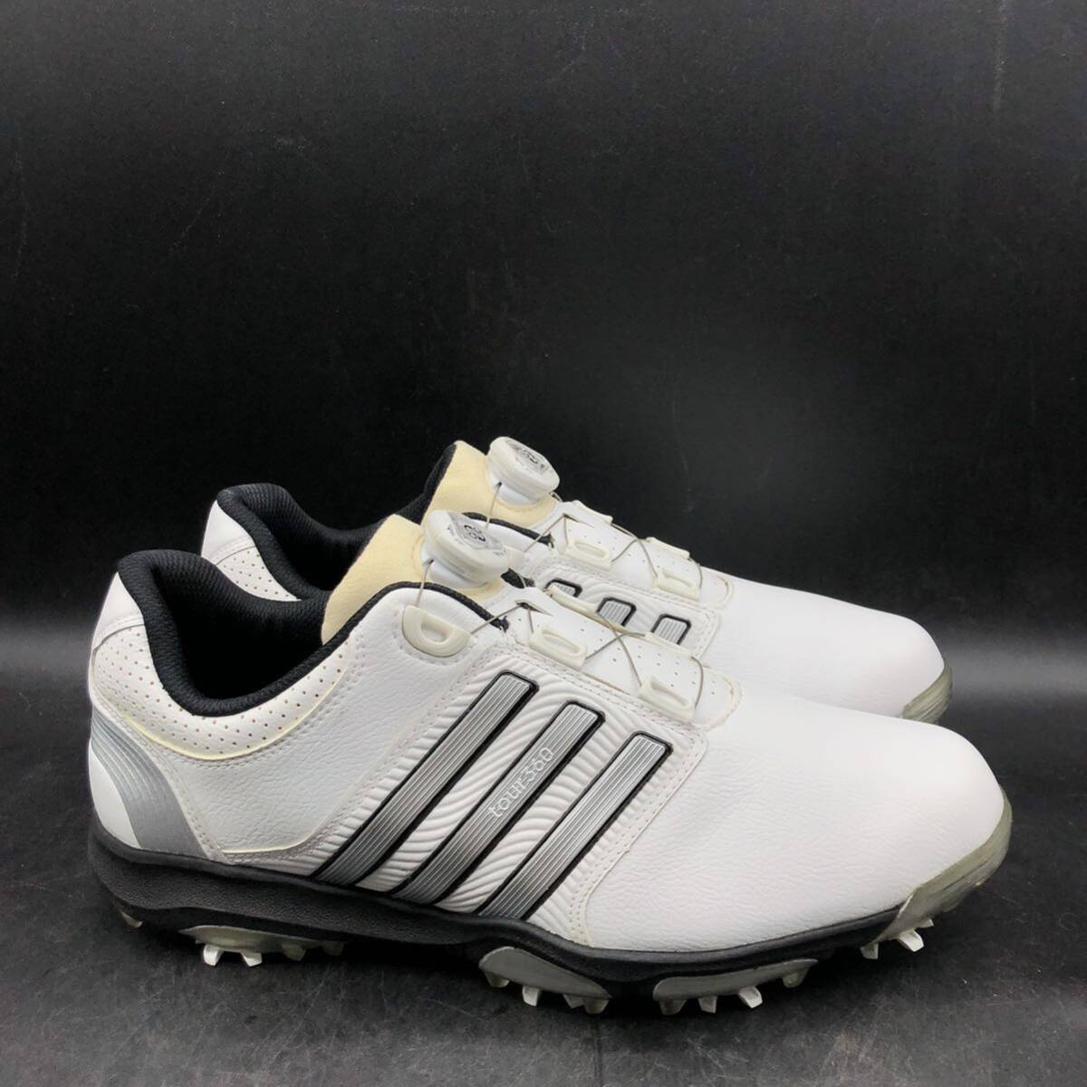 M2608 良品 adidas Golf アディダス ゴルフ tour360 X ゴルフシューズ スパイク メンズ US9.5/27.0cm ホワイト 靴_画像6