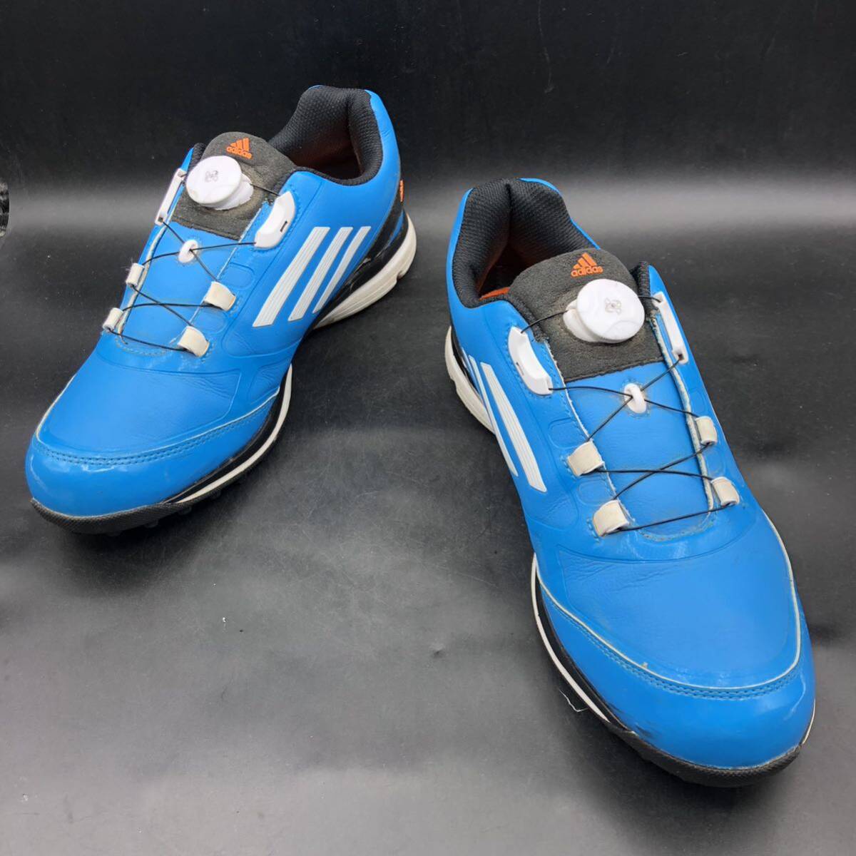 M2619 adidas GOLF アディダス ゴルフ スパイクレス シューズ BOA ボアシステム メンズ US9/27.0cm ブルー ホワイト Q46677の画像3