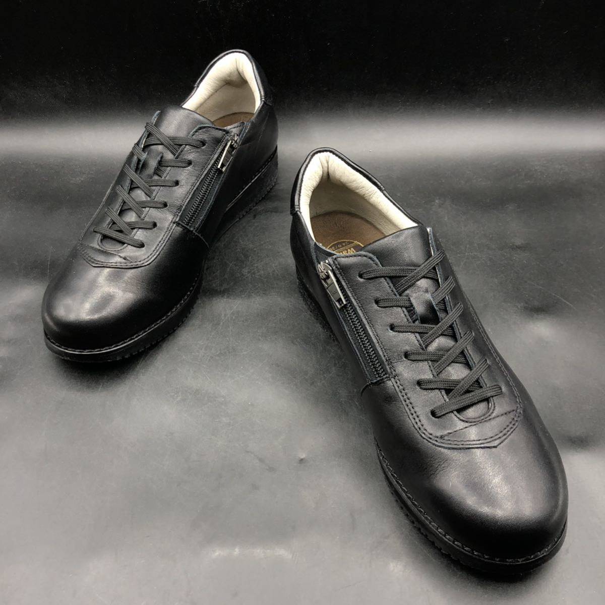 M2050 unused ASAHI Asahi medical walk sneakers shoes side fastener lady's 24.0cm EEE black black 