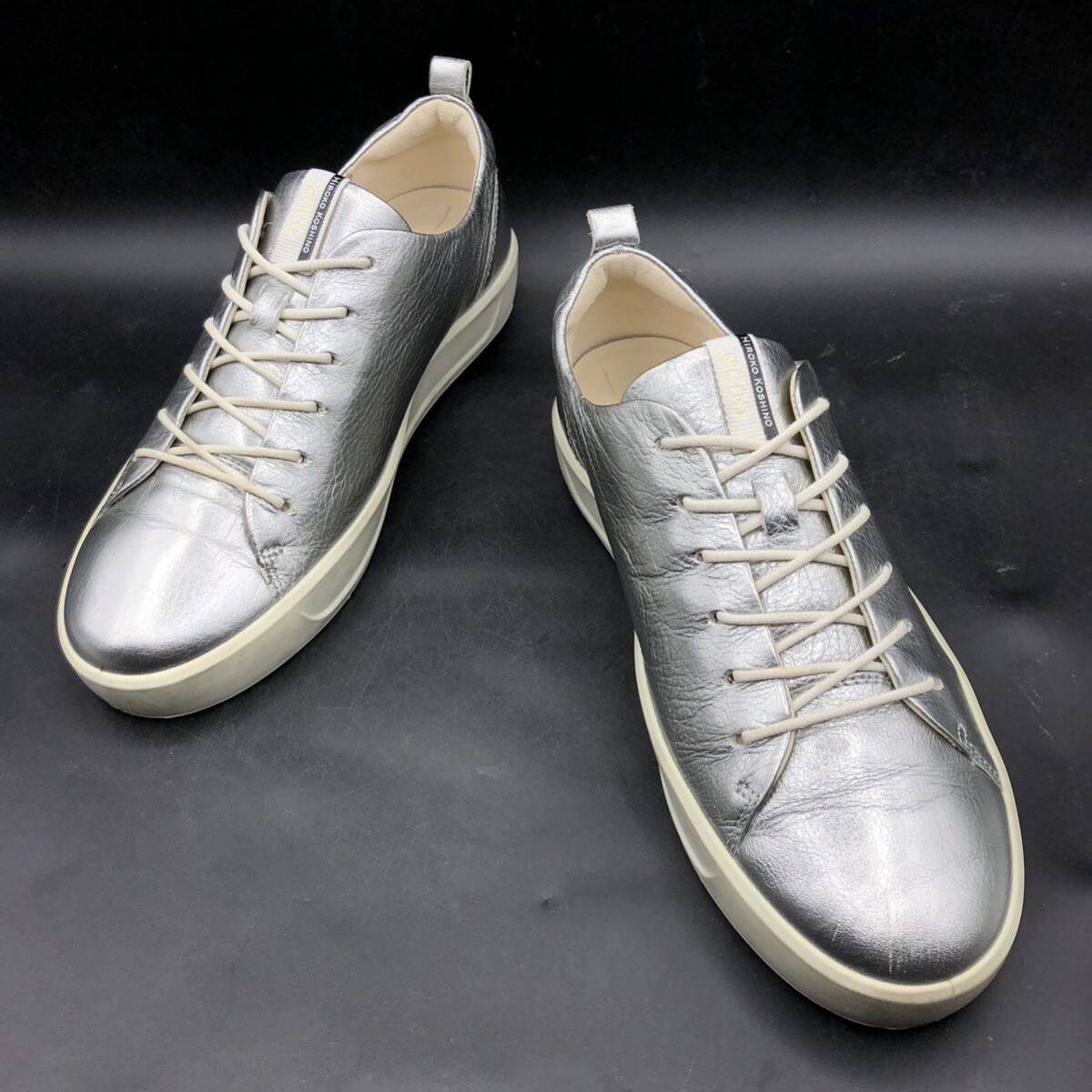 M2670 ECCO × HIROKO KOSHINO エコー コシノヒロコ ローカット スニーカー レディース 39/24.5cm相当 シルバー_画像3