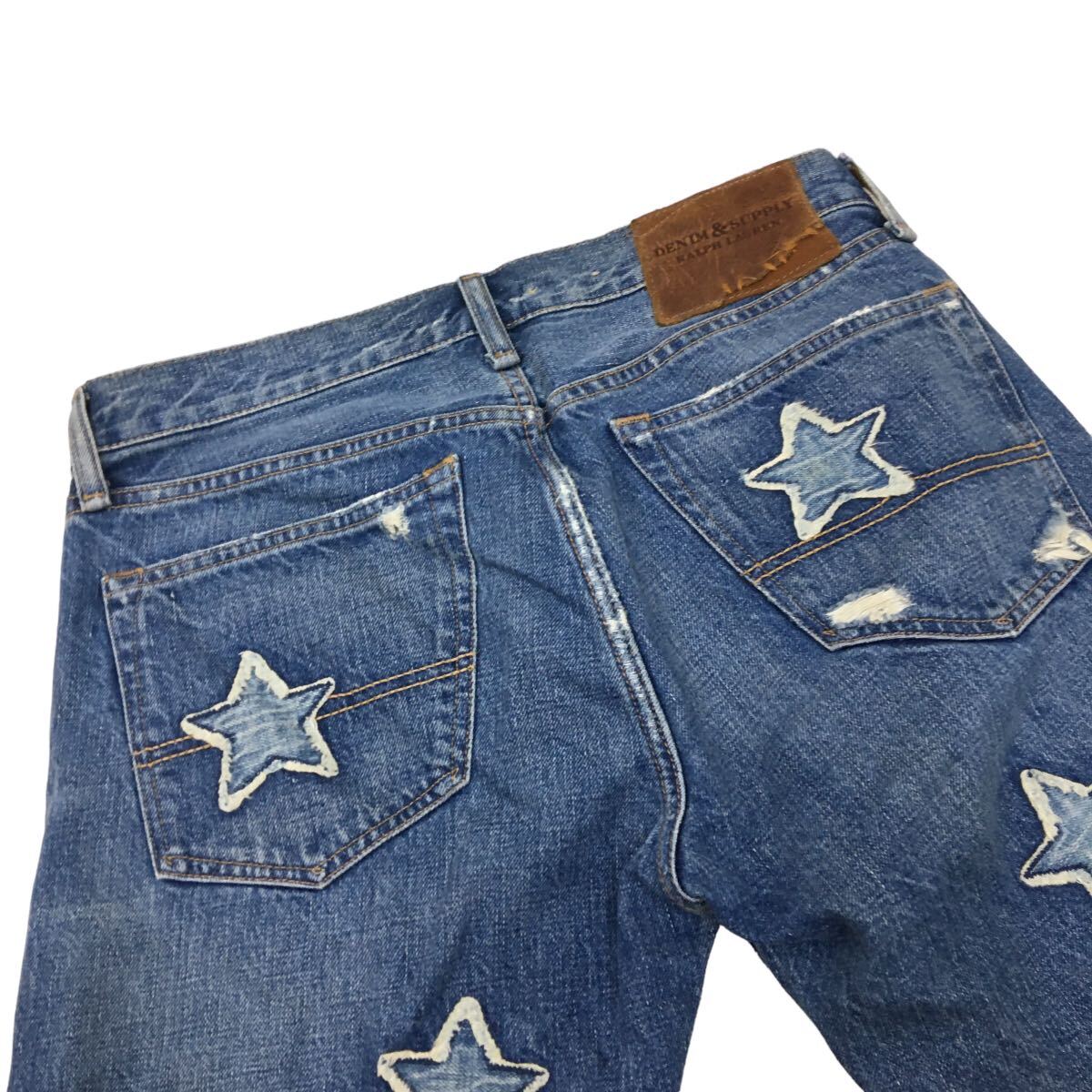 C341 Denim & Supply Ralph Lauren デニム ジーンズ Gパン 短パン ショートパンツ ハーフパンツ ボトムス 半ズボン メンズ 30 青 星柄_画像5