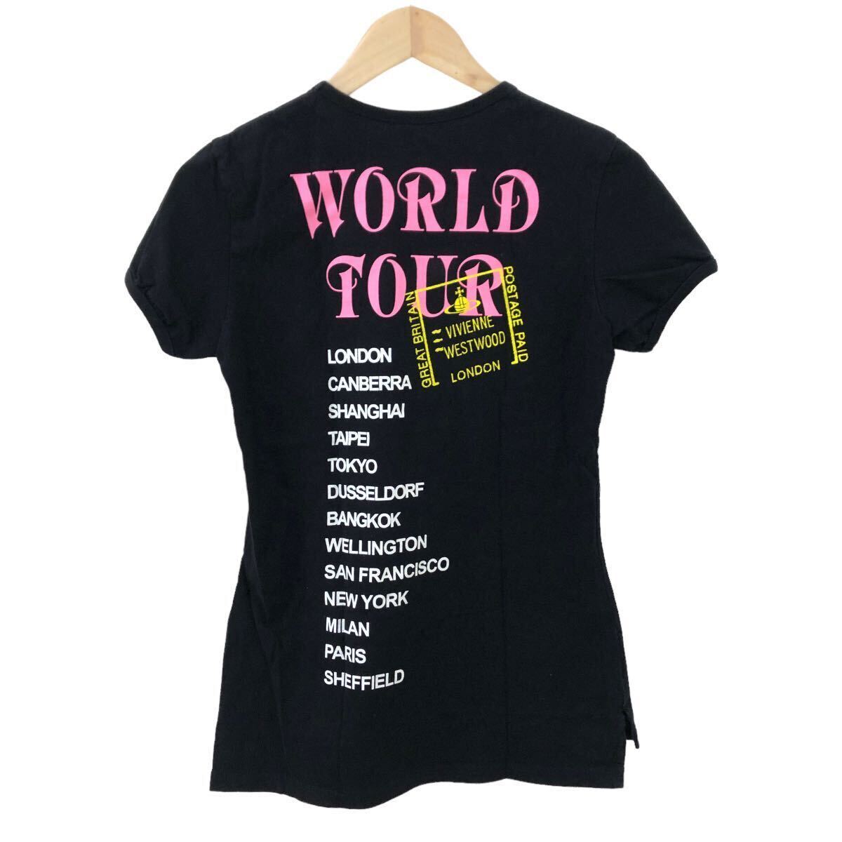 m514-73 Vivienne Westwood WORLD TOUR Vivienne Westwood world Tour ограничение короткий рукав футболка tops чёрный красный "губа" рисунок M сделано в Японии 