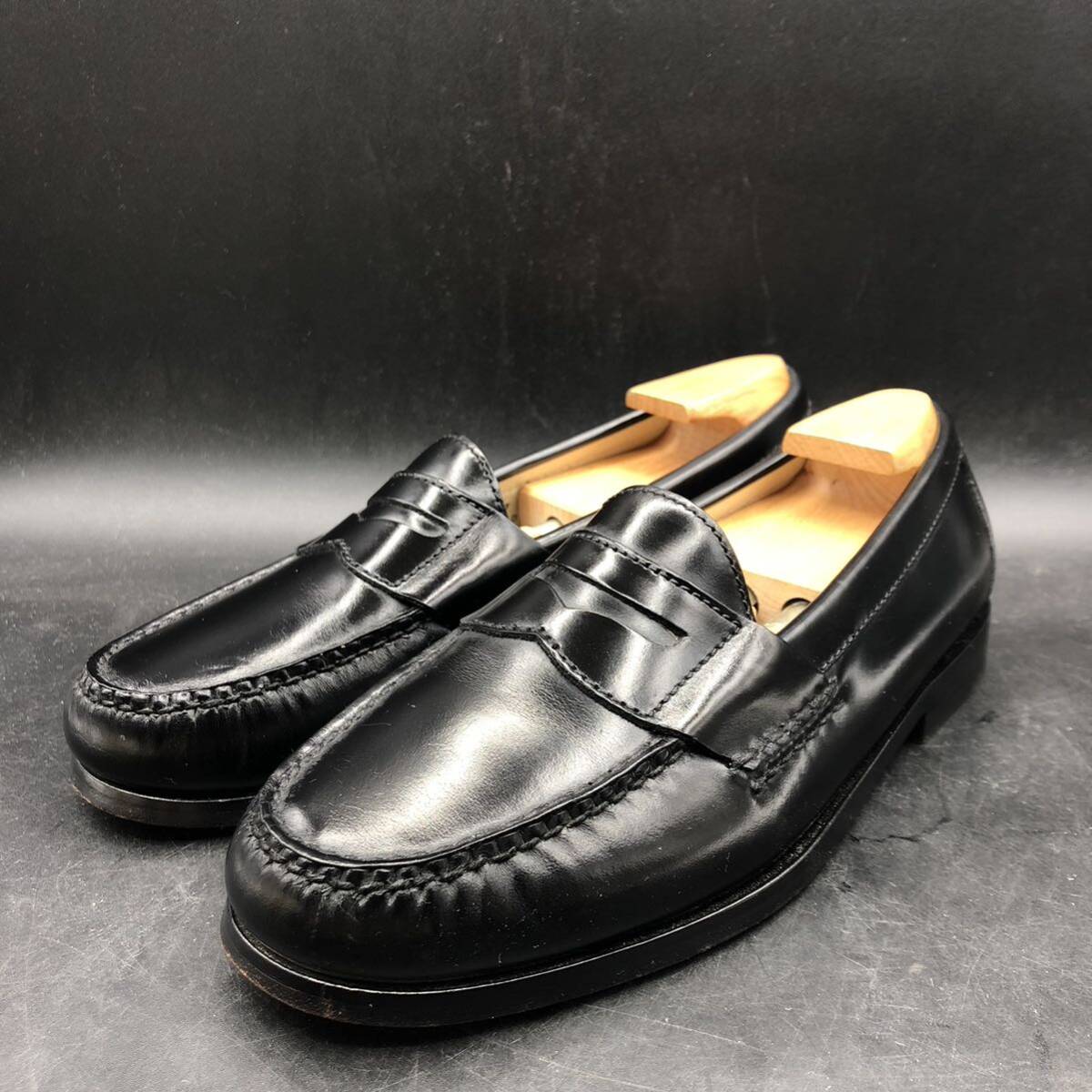 M2739 почти прекрасный товар COLE HAAN Cole Haan кожа монета Loafer туфли без застежки мужской 7/24.5cm соответствует черный обувь обувь 