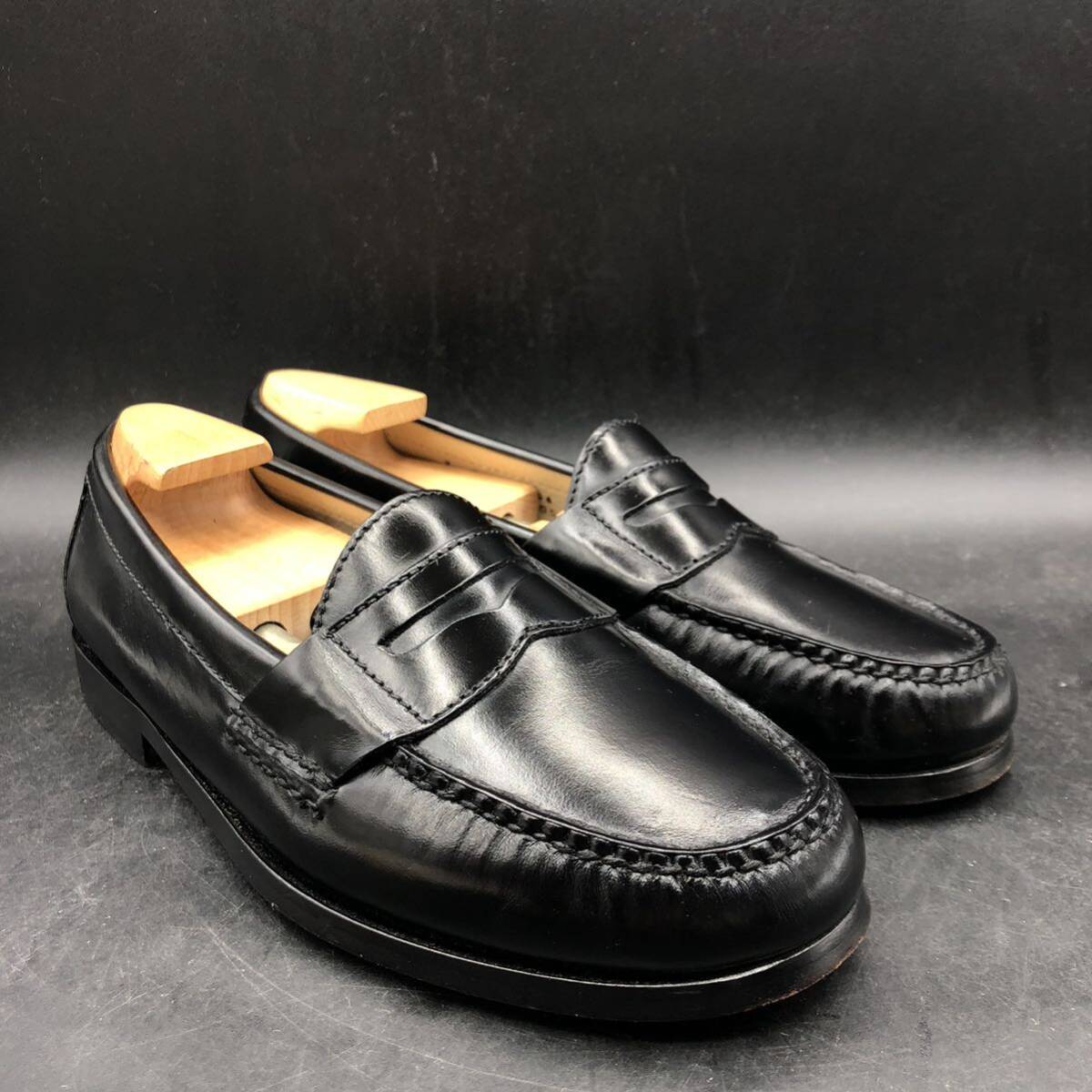 M2739 почти прекрасный товар COLE HAAN Cole Haan кожа монета Loafer туфли без застежки мужской 7/24.5cm соответствует черный обувь обувь 