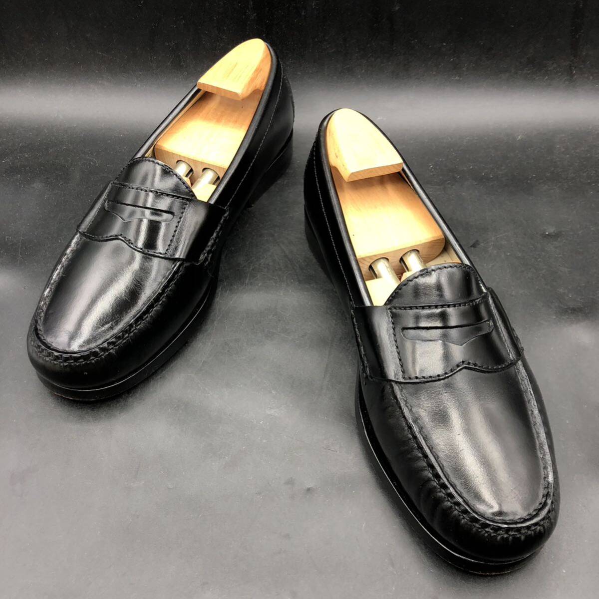 M2739 почти прекрасный товар COLE HAAN Cole Haan кожа монета Loafer туфли без застежки мужской 7/24.5cm соответствует черный обувь обувь 