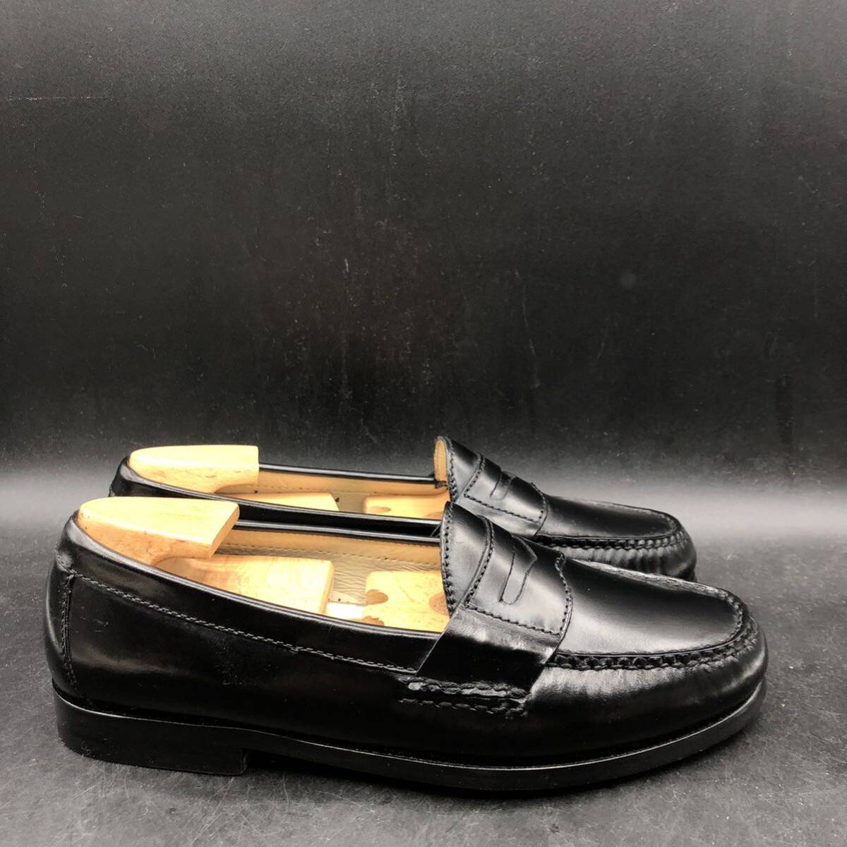 M2739 почти прекрасный товар COLE HAAN Cole Haan кожа монета Loafer туфли без застежки мужской 7/24.5cm соответствует черный обувь обувь 