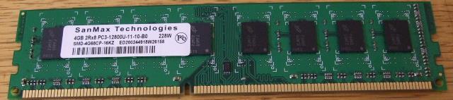 SANMAX PC3-12800 DDR3-1600 4GB 1枚 即決! 46_024の画像1