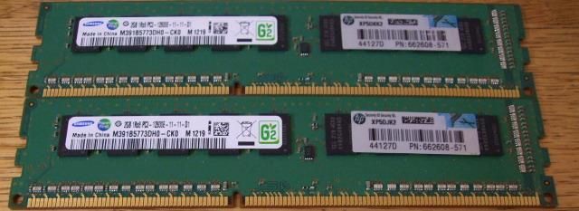 SAMSUNG PC3-12800E DDR3-1600 2GB 2枚 合計 4GB 即決! 46_030の画像1