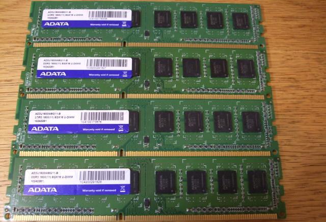 ADATA PC3-12800 DDR3-1600 8GB 4枚 合計 32GB 即決! 46_040の画像1