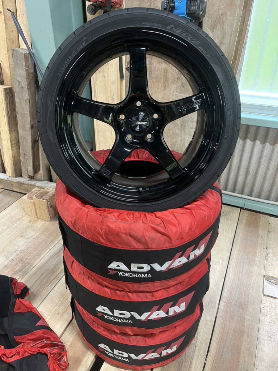 RAYS GRAMLIGHTS 57CR 18インチ 9.5J +38 YOKOHAMA ADVAN NEOVA AD08D255/35R18 WRX GRヤリス 美品 ドリフトなどにも_画像1