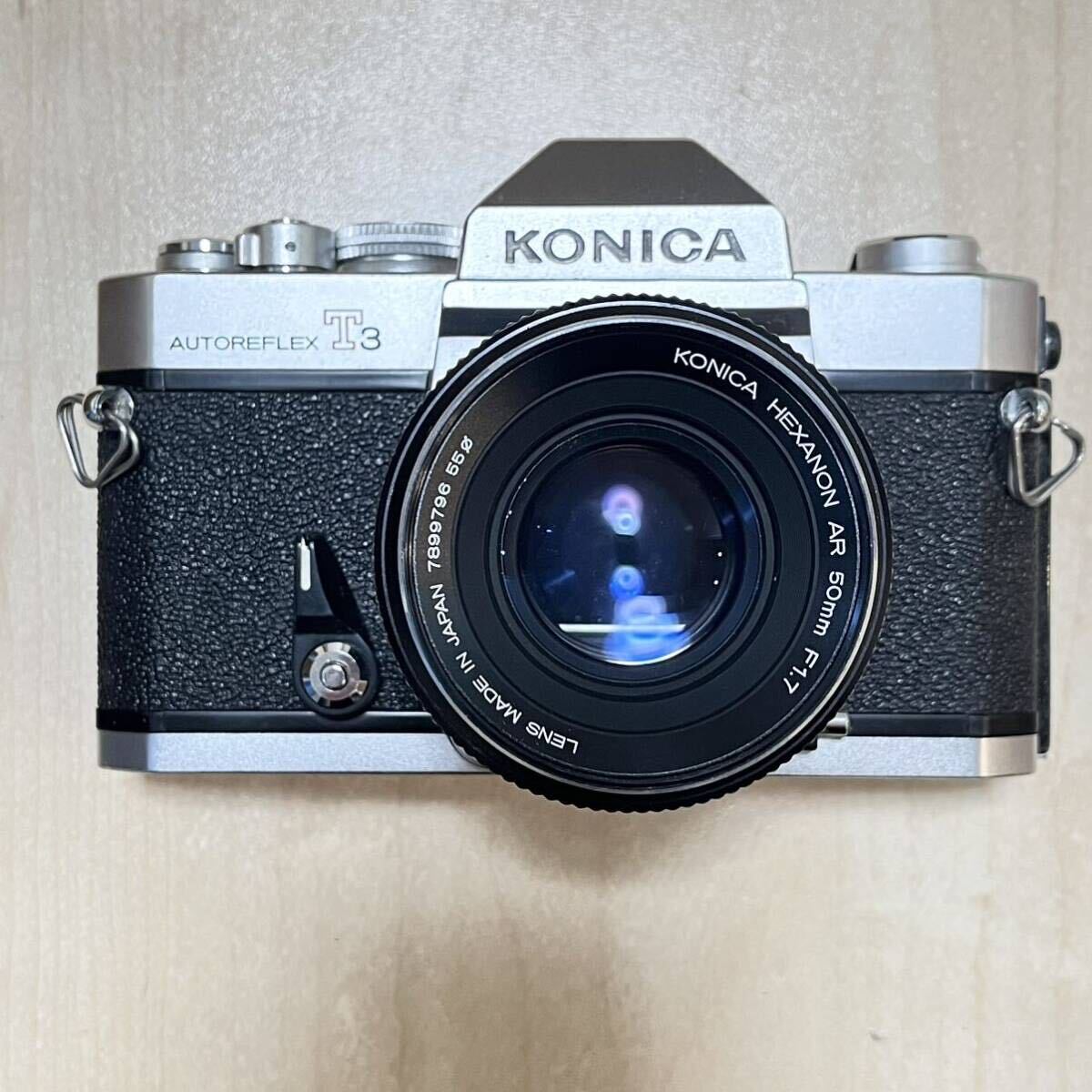 524 KONICA コニカ AUTOREFLEX T3 フィルムカメラ／HEXANON AR 50mm f1.7／28mm f3.5／UC ZOOM-HEXANON AR 80~200mm f4 カメラレンズの画像2