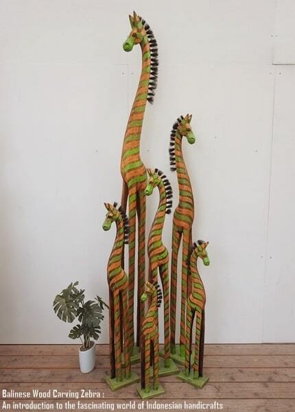 シマウマのオブジェ YG 60cm イエロー グリーン 黄 緑 しまうま 木彫りの動物 動物インテリア アジアン雑貨 動物置物_画像2