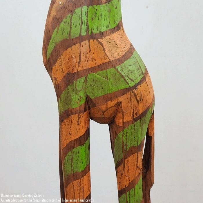 シマウマのオブジェ YG 60cm イエロー グリーン 黄 緑 しまうま 木彫りの動物 動物インテリア アジアン雑貨 動物置物_画像8