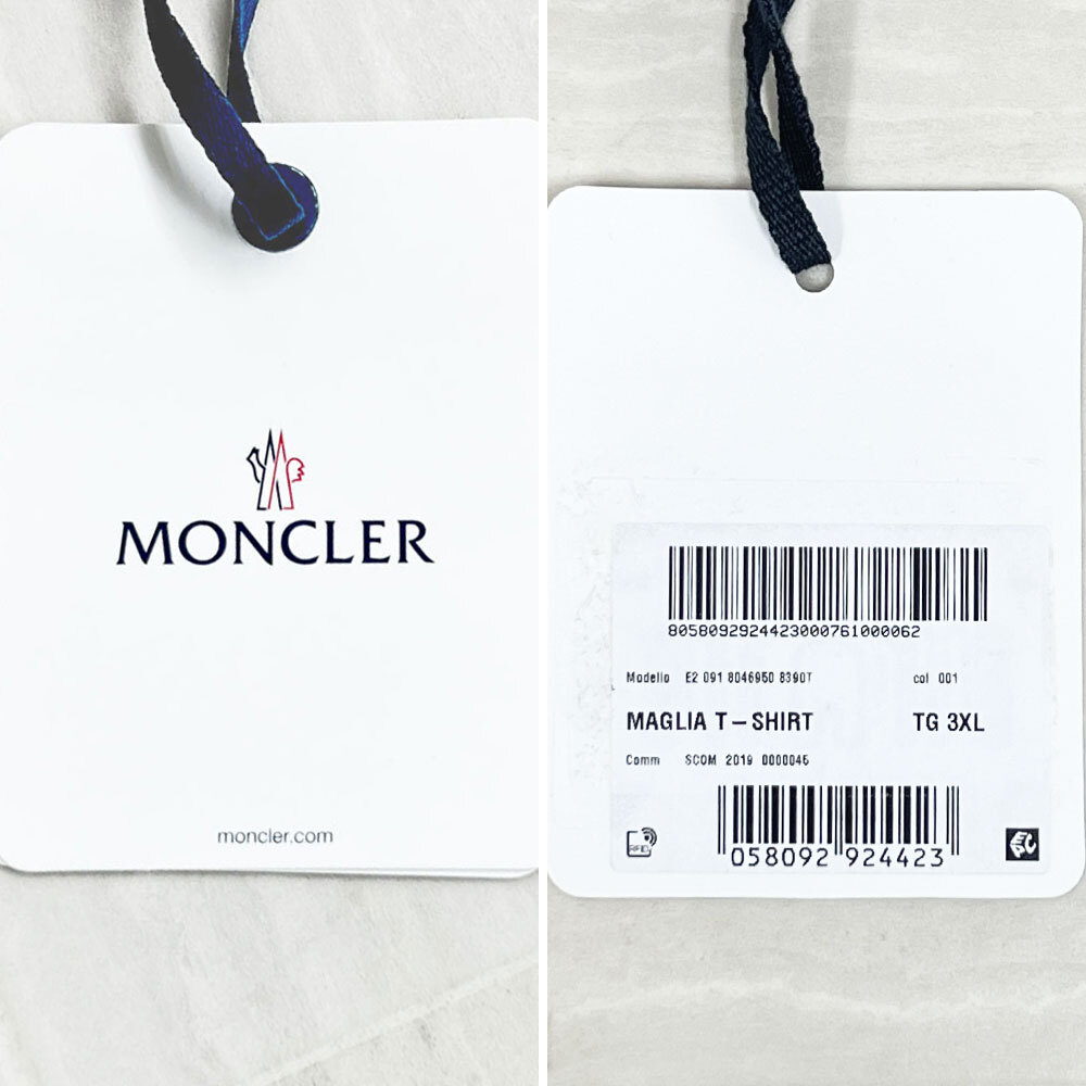 アウトレット！MONCLER モンクレール 半袖 Tシャツ 8046950 8390T クルーネック 丸首 メンズ ホワイト 3XL_画像5