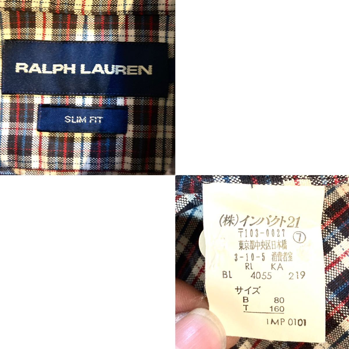 RALPH LAUREN★90's-2000'sVINTAGE★シャツ★チェック★ボタンダウン★ポロプレイヤー★ラルフローレン★ビンテージ★赤白★ミント★極美品_画像3